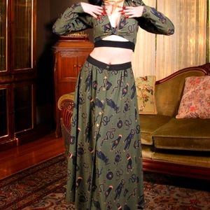 Pinup Girl Clothing Skirt Set in Snake Print